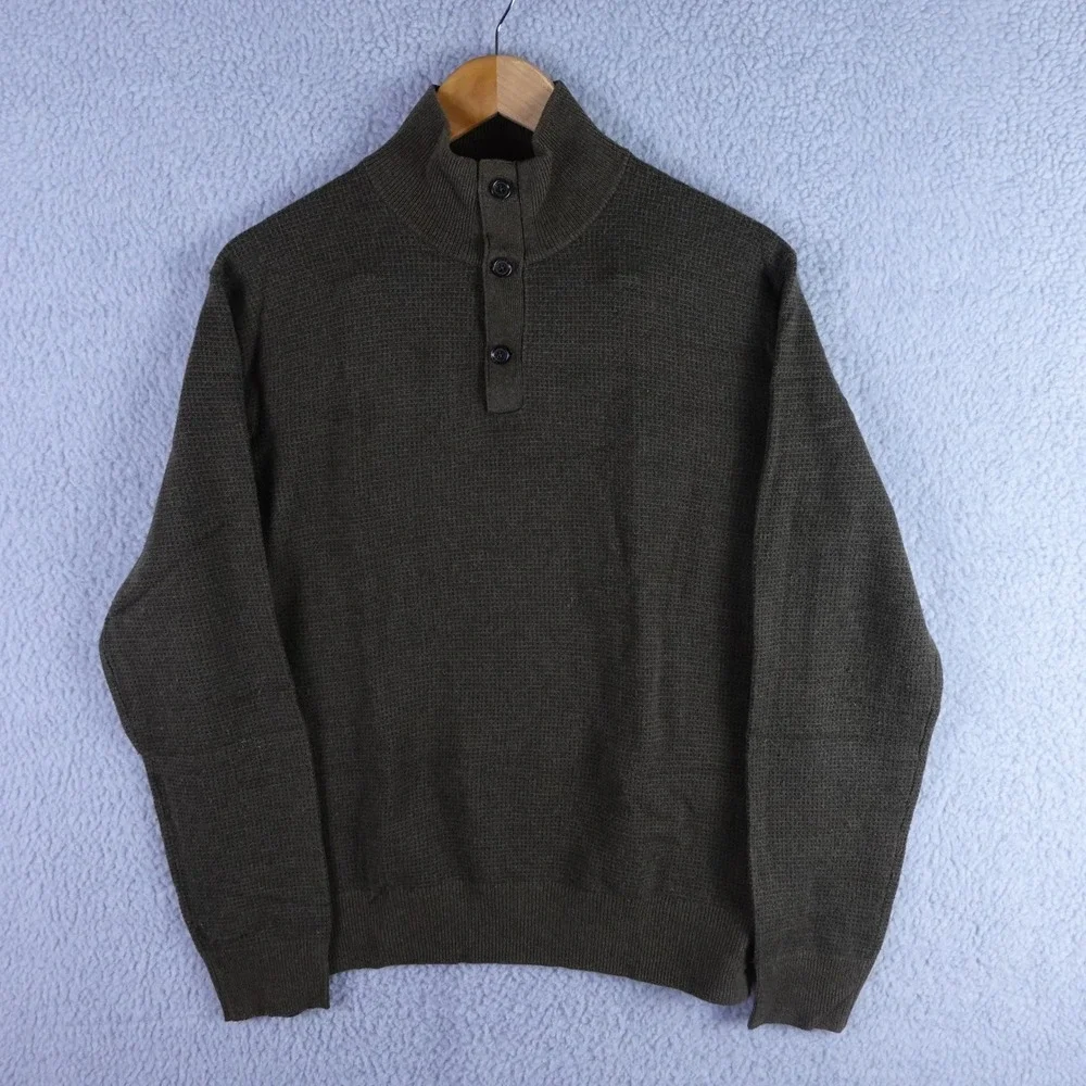Polo Ralph Lauren Mens Olive Green 100%‎ Merino Wool Mock Neck Sweater Size M